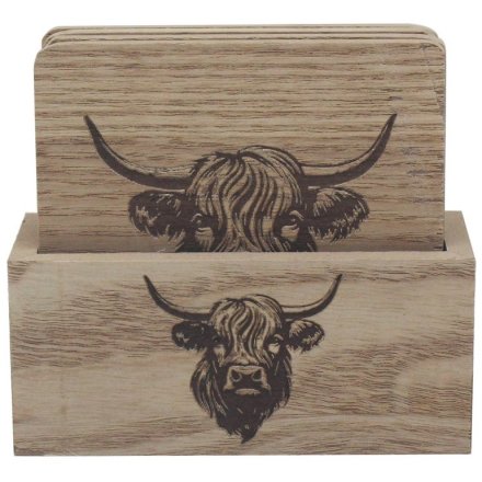 11cm Highland Cow Coasters Set, S/4 