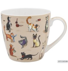 Enjoy your morning brew with a whimsical kitty-cat friend on your breakfast mug
