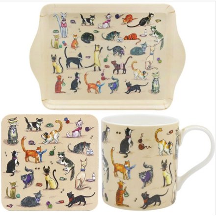 12cm Kitty Cats Mug Tray & Coaster