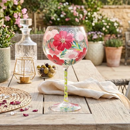 Poppies Balloon Gin Glass, 22cm