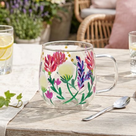 Hedgerow Blooms 13cm Glass Mug