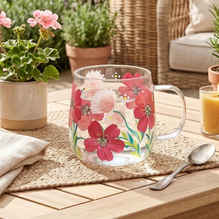 13cm Poppies Glass Cup