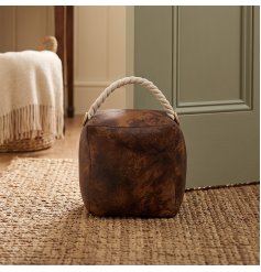 Keep your doors secure in style with this chic brown faux leather doorstop