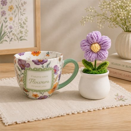 Mum Mug & Crochet Flower Gift Set