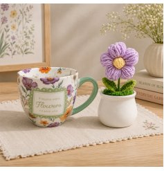 A charming mug and crochet flower combo to express your heartfelt thanks to her