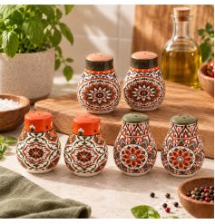 Infuse your dining space with the rich, lively spirit of Tuscany using these colourful ceramic shakers
