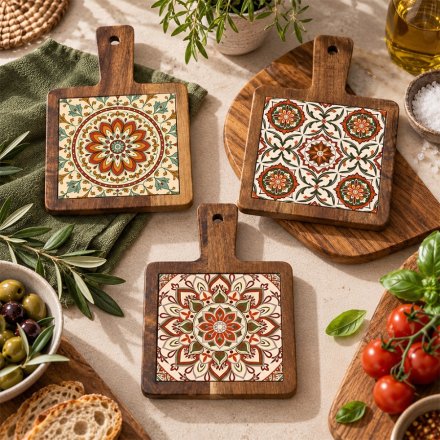 3/A Acacia Wood and Ceramic Tuscany Cheese Board 