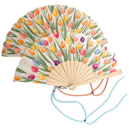 Tulip Patterned Folding Fan, 23cm