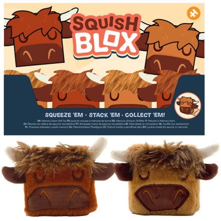 Squish Blox Highland Coo Memory Foam Plush Squeezable Toy, 7cm