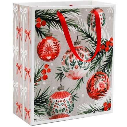 23cm Bow & Bauble Gift Bag,