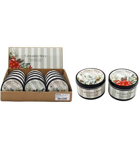 Bring a cosy festive glow to your Christmas decorations with this charming tin candle