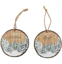 delightful rustic round bark Christmas decorations