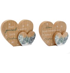 Add a cosy, country-style feel to your festive mantel with these charming wooden heart plaques