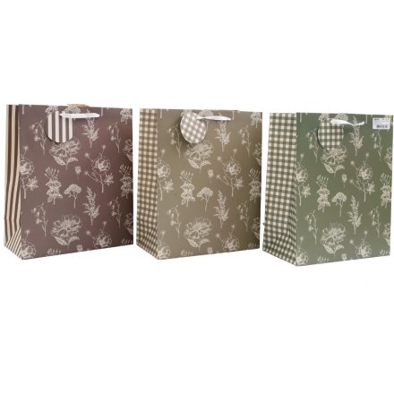 3/A Gift Bag Floral and Gingham, 33cm 