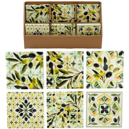 S/6 Casa Oliva Coaster, 10cm 