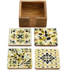 Chic and practical enamel coasters in a stylish olive green shade