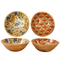 a charming bird patterned serving bowl 