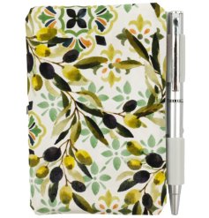 Elegant compact notebook paired with a smooth pen for easy note-taking on the move