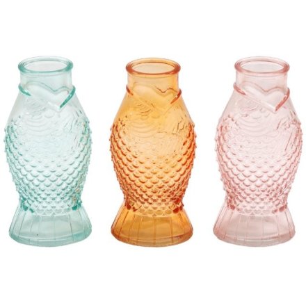 3/A Riviera Fish Glass Vase, 18cm 