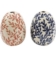 Elegant leaf-patterned stoneware bud vase with a charming natural aesthetic