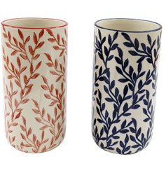 Elegant 20cm stoneware vase with a leaf motif, perfect for adding a touch of nature-inspired charm.