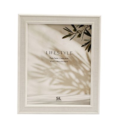 8x10 Ribbed White Photo Frame, 30.3cm 