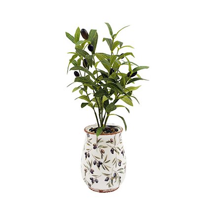 Decorative Faux Olive Plant Pot, 40cm