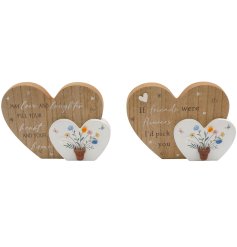 Freestanding with a rustic wood finish and charming hand-painted accents
