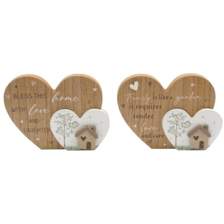 22cm  Pebble House Heart Wall Decor, 2/a 