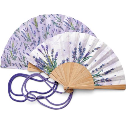 Lavender Floral Folding Hand Fan, 23cm 