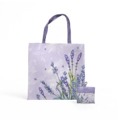 Chic and practical, this lavender shopping bag folds neatly for easy storage.