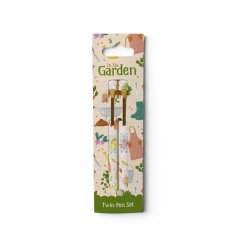 Set of two elegant pens decorated with charming garden-inspired artwork for everyday use