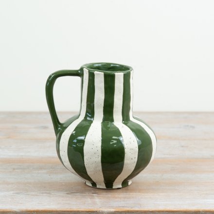 Candy Cane Green Vase, 18cm 