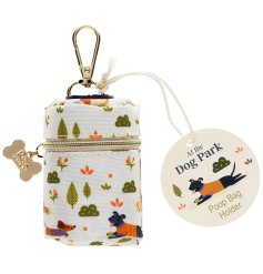 a charming colourful dog park design poo bag holder 