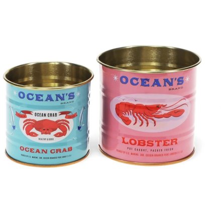 Set of Two Ocean's Mini Storage Tins