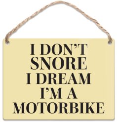 Bring a playful vibe to your home or garage with this cheeky motorbike metal dangler