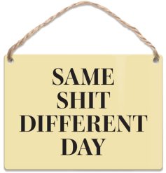 Inject a cheeky vibe into your space with this mini metal hanging sign