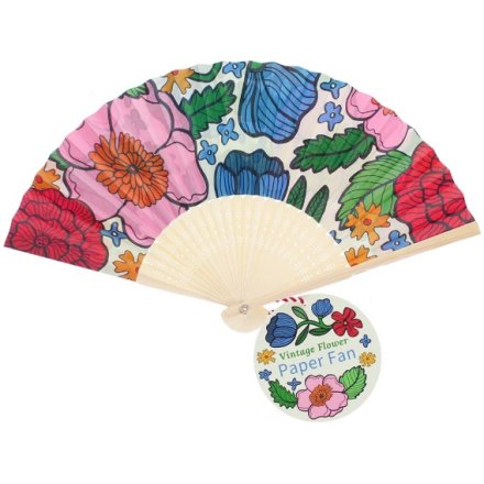 Stay cool in style with this charming vintage flower hand fan perfect for summer events