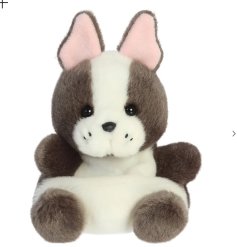 A charming, hand-sized French Bulldog plush with soft bean filling for cuddles