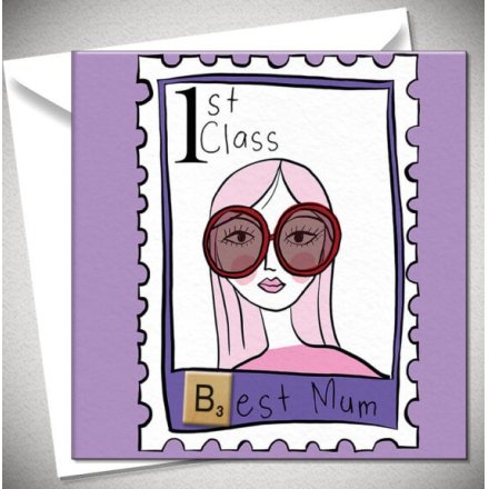 1st class best mum Greeting Card, 15cm 