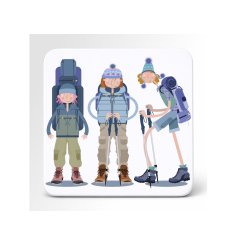 A cheerful walking-themed illustration in a crisp, colourful design