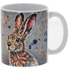 A vibrant hare design by Aquamarine Art