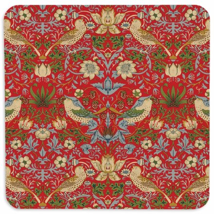 William Morris Strawberry Thief Crimson Coaster