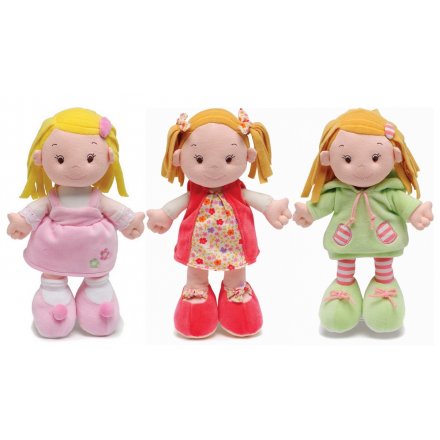 3 Assorted baby ragdolls from the Aurora Baby range. Suitable from birth